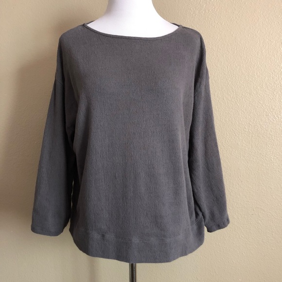 Pure Jill Charcoal Gray Linen Top Blouse - Picture 3 of 8